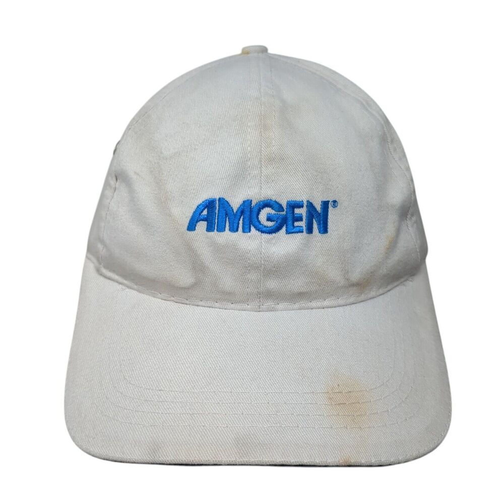 Amgen Slideback Hat White One Size Adjustable Embroidered 6 Panel AMC